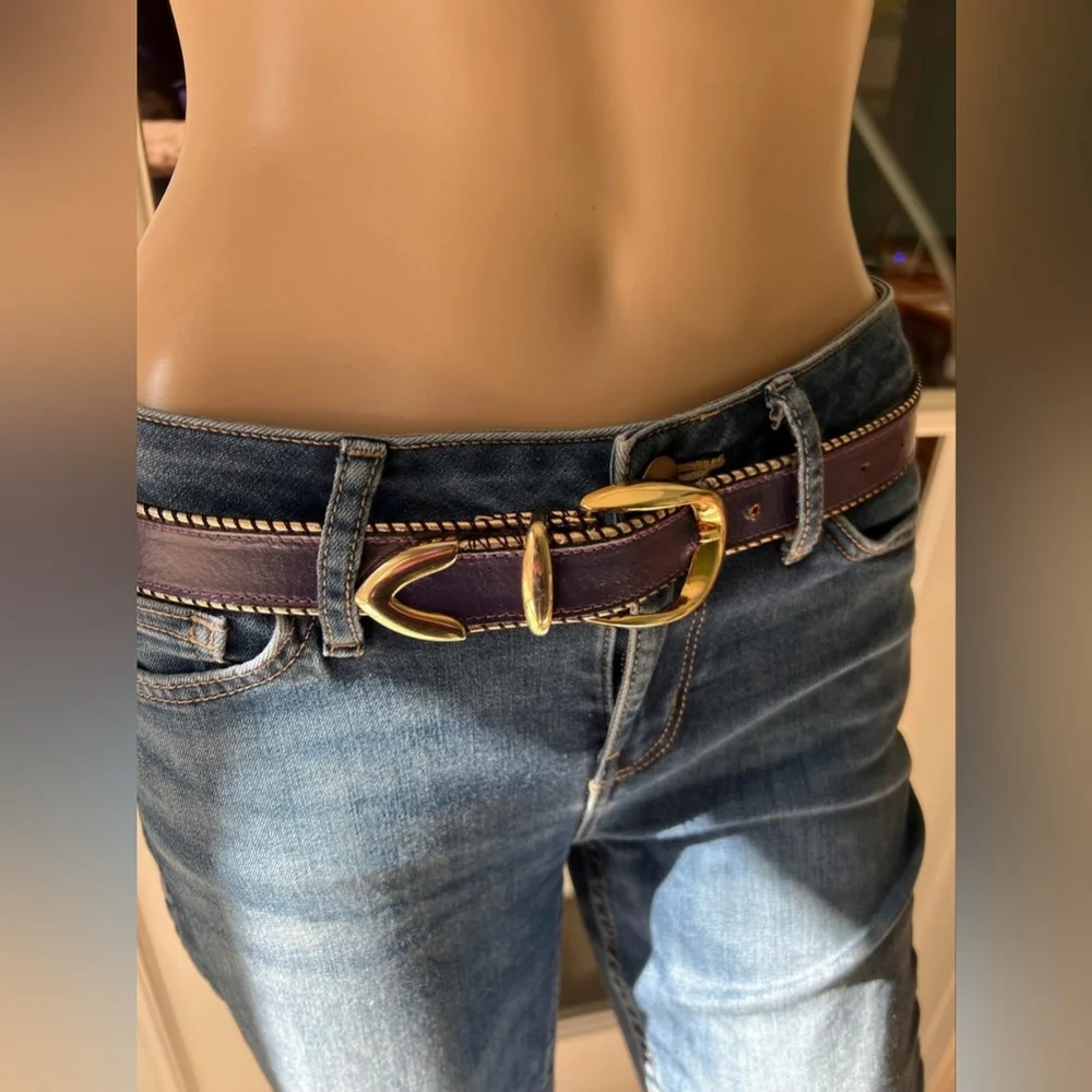 THE LIMITED Gold Buckle Purple Belt NWOT